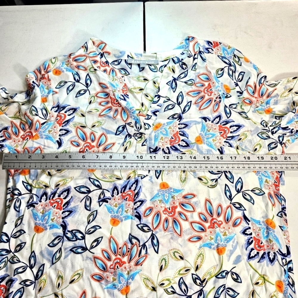 Daniel Rainne Pastel Paisley Floral 3/4 Sleeves Casual Office Medium Top - Picture 5 of 12